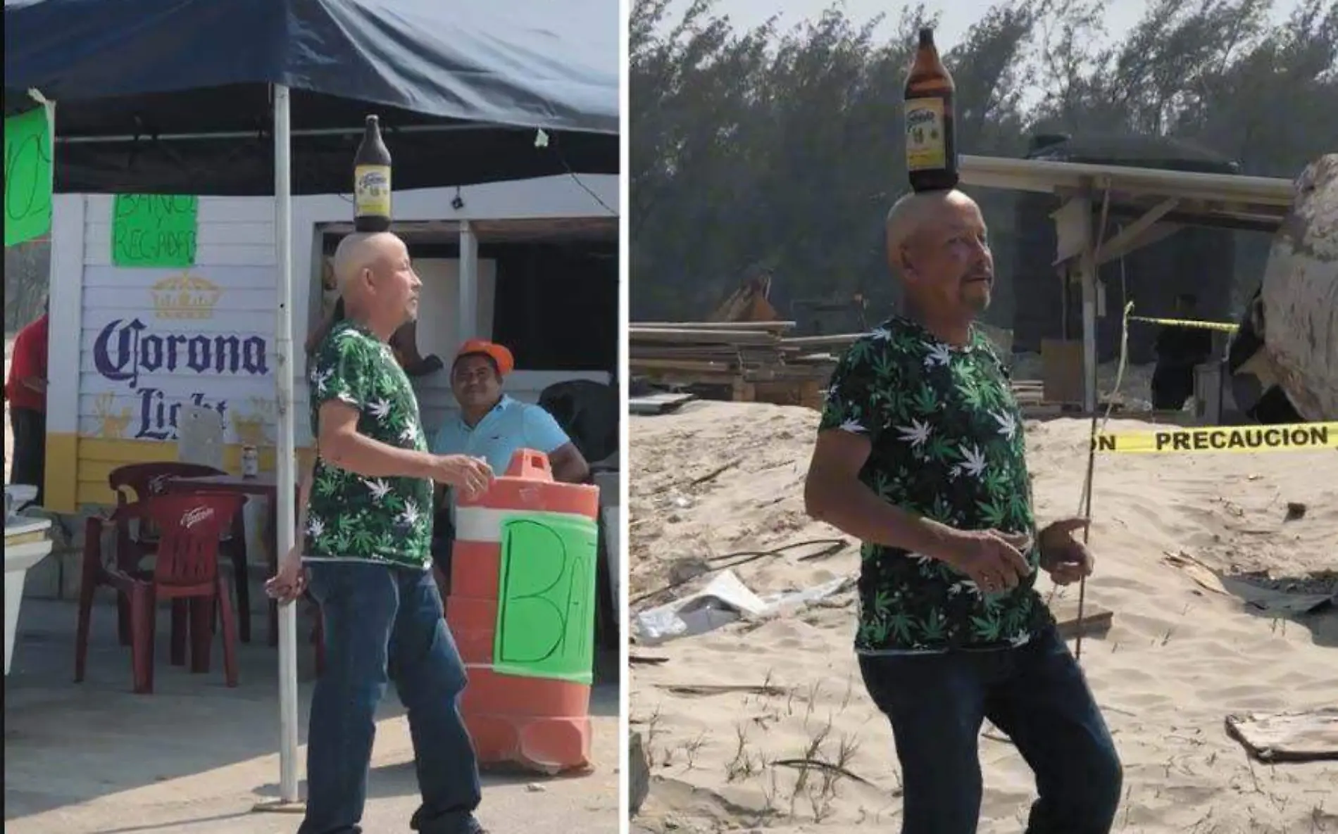 Hombre que baila con botella en la cabeza se vuelve viral